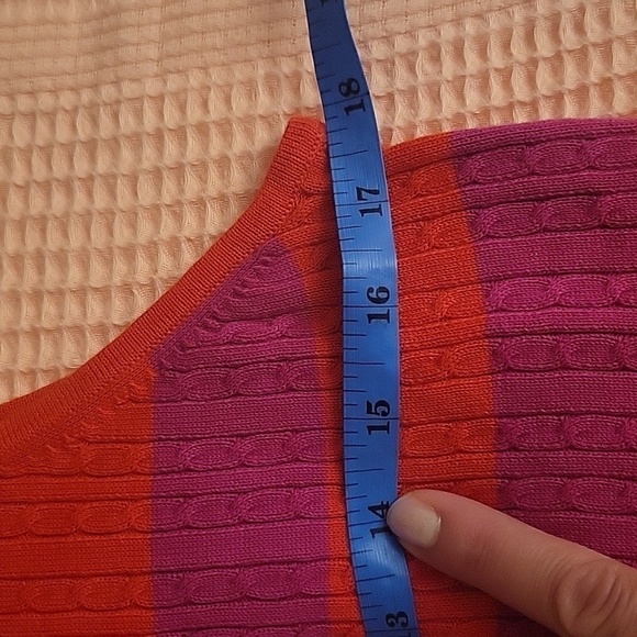 🌟Host Pick🌟 Talbots Fushia and Red Striped Sleeveless Cableknit Tank Top US L - Picture 8 of 9